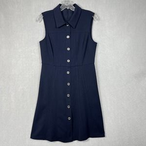 Tommy Hilfiger Dress Size 6 Navy Blue Faux Button Front Shirt dress Collared